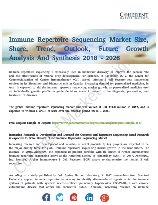 Immune Repertoire Sequencing Market Growth Analysis and Opportunity 2018-2026