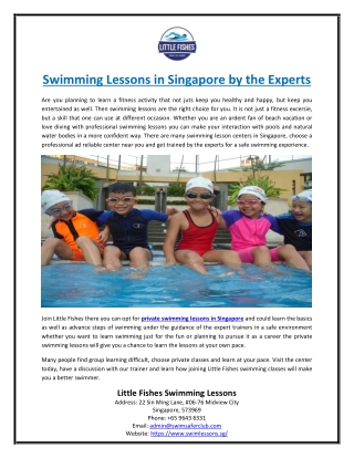 Swimming Lessons in Singapore by the Experts