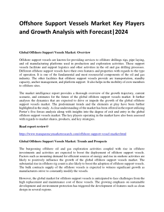 Offshore Support Vessels Market Key Players and Growth Analysis with Forecast|2024
