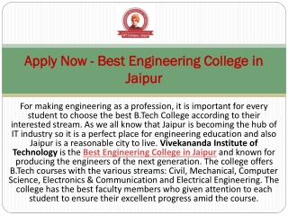 Apply Now - Best Engineering College in Jaipur