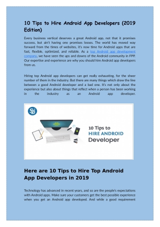 10 Tips to Hire Android App Developers (2019 Edition)