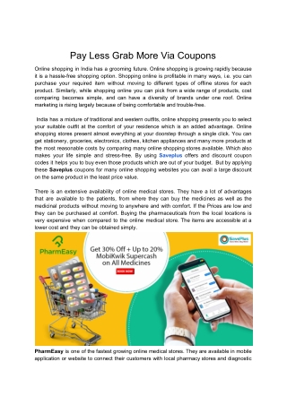 Pay Less Grab More Via Coupons