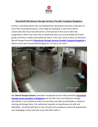 Household Warehouse Storage Services Provider Company Bengaluru