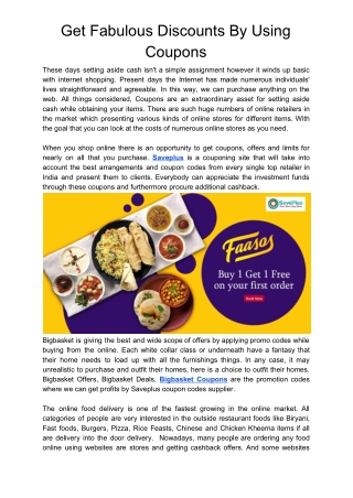 Get Fabulous Discounts By Using Coupons