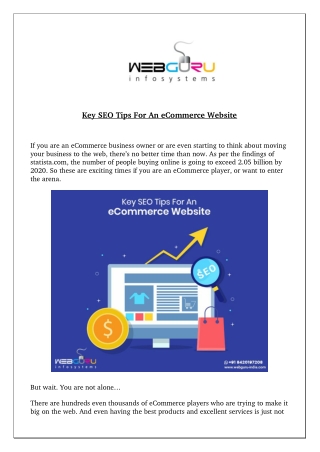 Key SEO Tips For An eCommerce Website