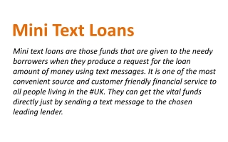 Extra Funding Through Mobile Phone – Mini Text Loans