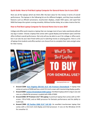 Quick Guide-How to Find Best Laptop Computer for General Home Use In June 2019