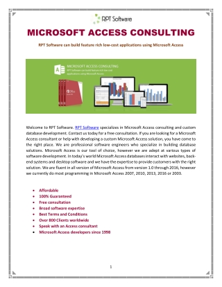 RPT Software can build feature rich low-cost applications using Microsoft Access