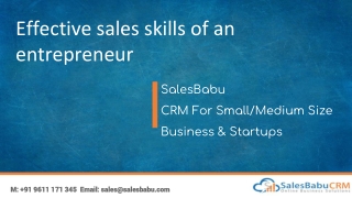 Effective sales skills of an entrepreneur