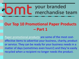Our Top 10 Promotional Paper Products – Part 1