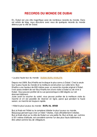 Records du monde de Dubai
