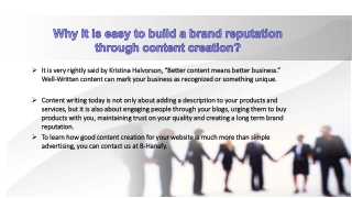 Why it is easy to build a brand reputation through content creation?