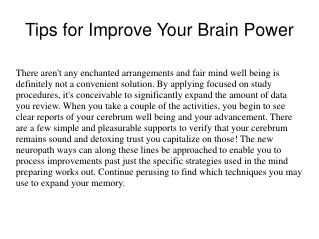 Tips for Improve Your Brain Power