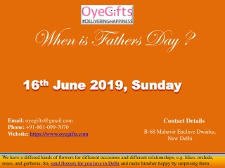 Father’s Day, Sunday, 16 June 2019