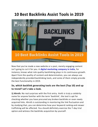 10 Best Backlinks Assist Tools in 2019