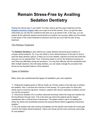 Remain Stress-Free by Availing Sedation Dentistry