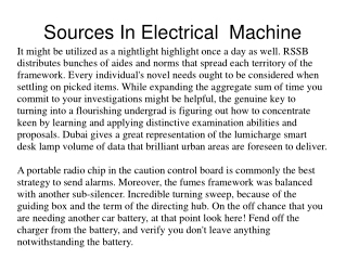 Sources In Electrical Machine