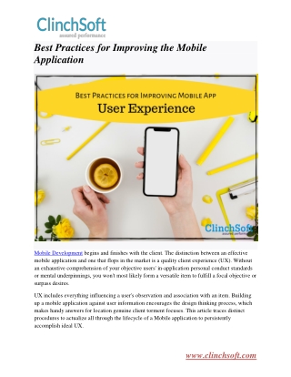 Best Practices for Improving the Mobile Application