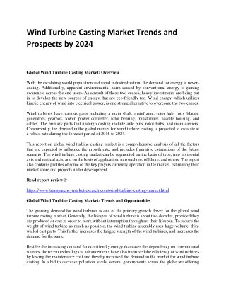 Wind Turbine Casting Market Trends and Prospects by 2024
