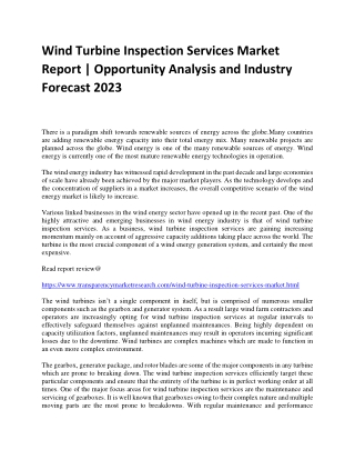 Wind Turbine Inspection Services Market Report | Opportunity Analysis and Industry Forecast 2023