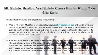 ML Safety, Health, And Safety Consultants: Keep Your Site Safe
