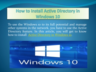 How to Install Active Directory in Windows 10