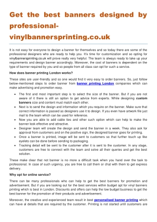 Get the best banners designed by professional vinylbannersprinting.co.uk