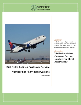 Dial Delta Airlines Toll-Free Number For Flight Reservations