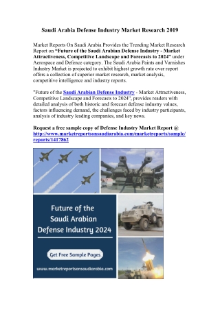 Saudi Arabia Defense Industry Market Research 2019