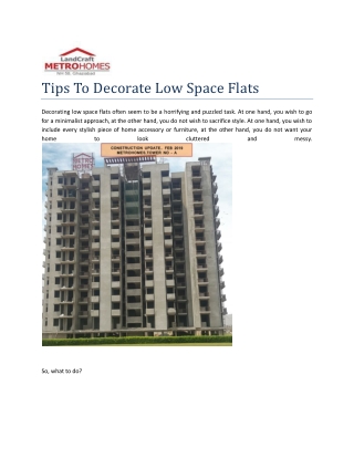 Tips To Decorate Low Space Flats