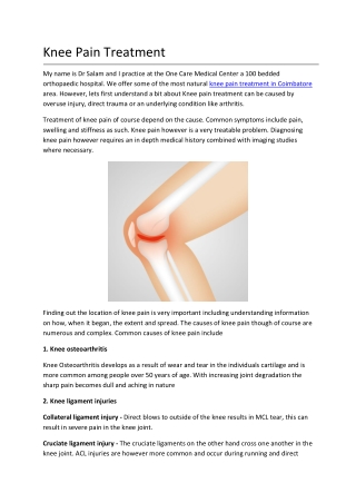 Knee pain treatment in coimbatore