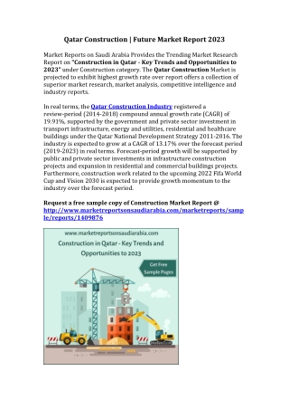 Construction in Qatar - Key Trends and Opportunities to 2023
