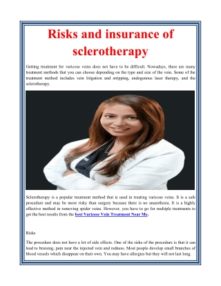 Risks and insurance of sclerotherapy