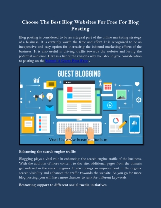 Choose The Best Blog Websites For Free For Blog Posting