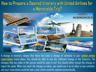 How to Prepare a Desired Itinerary with United Airlines for a Memorable Trip?