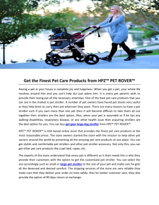 Get the Finest Pet Care Products from HPZ™ PET ROVER™
