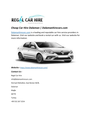 Cheap Car Hire Dalaman | Dalamanhirecars.com