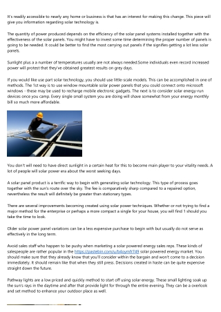 What You Ought To Learn About Solar Powered Energy