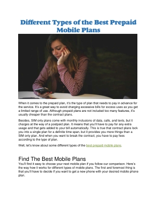 Best prepaid mobile plans