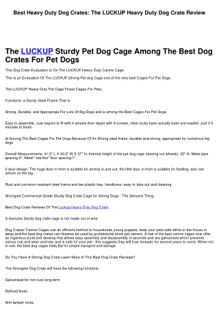 Best Heavy Duty Dog Crates: The LUCKUP Heavy Duty Dog Crate Review