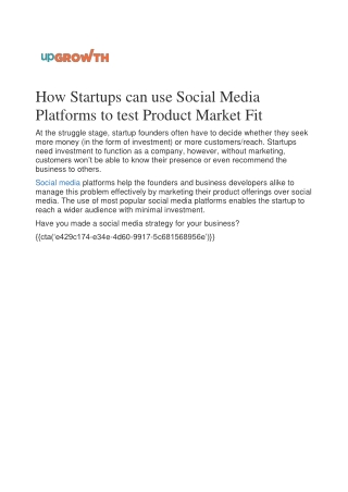 How Startups can use Social Media Platforms to test Product Market Fit