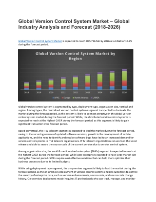 Global Version Control System Market – Global Industry Analysis and Forecast (2018-2026)