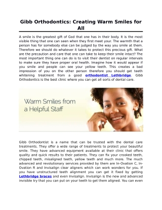 Gibb Orthodontics: Creating Warm Smiles for All