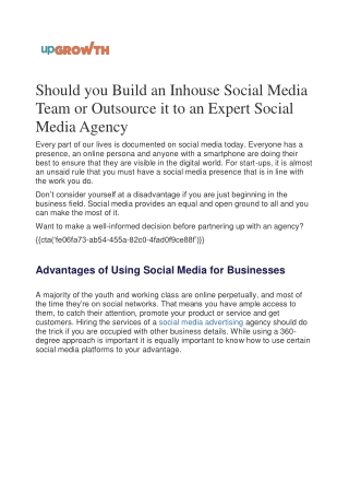 Should you Build an Inhouse Social Media Team or Outsource it to an Expert Social Media Agency