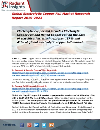 Electrolytic Copper Foil Market In-Depth Analysis with Booming Trends Supporting Growth and Forecast