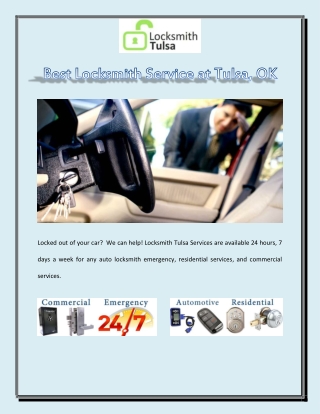 Best locksmith Service at Tulsa OK