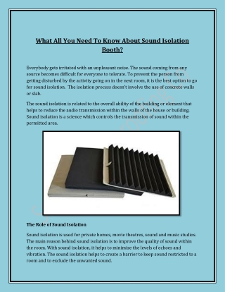 What All You Need To Know About Sound Isolation Booth?