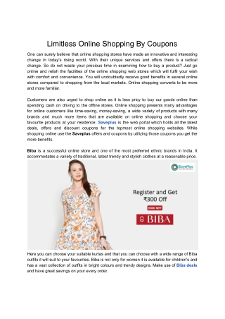 Limitless Online Shopping By Coupons