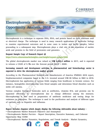 Electrophoresis Market - Trends, Share, Outlook, and Opportunity Analysis, 2018 – 2026