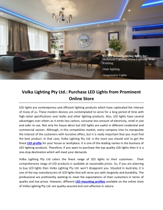 Volka Lighting Pty Ltd.: Purchase LED Lights from Prominent Online Store